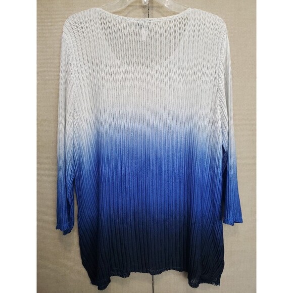 Chico's Travelers Dip-Dye Shaker Stitch Open Weave Mesh Tunic Size 3 (XL) - Picture 6 of 6